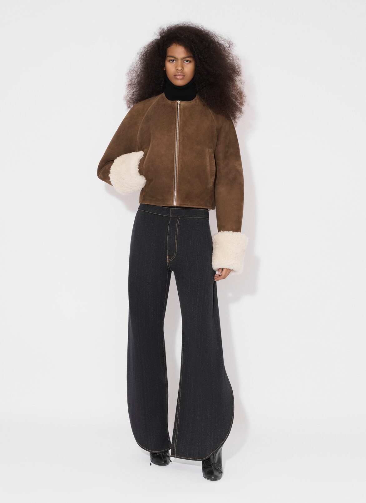 SHEARLING JACKET ALAÏA WHITE/BROWN SHEARLING JACKET